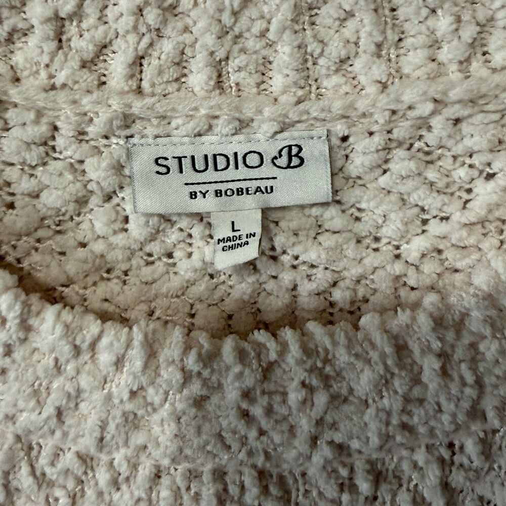 Studio B By Bobeau Pale Pink Textured Popcorn Sweater Women's Large - Picture 2 of 13